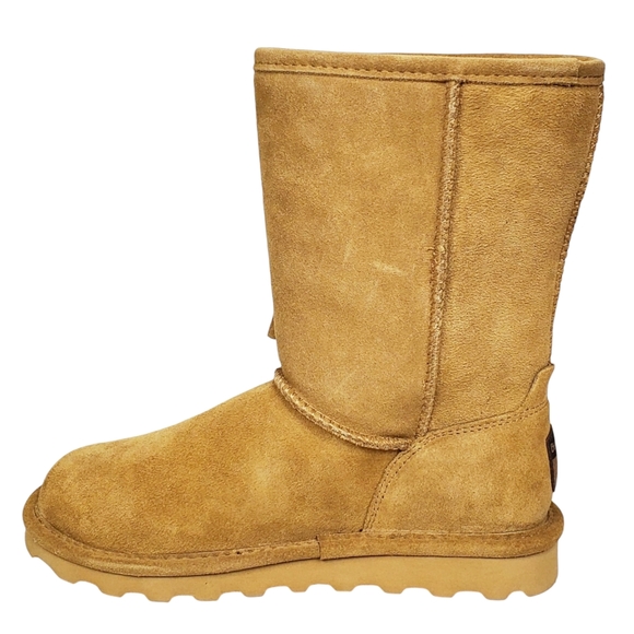 New Bearpaw Cherilyn suede fringe winter boots iced coffee wool blend fur pull - Picture 11 of 16